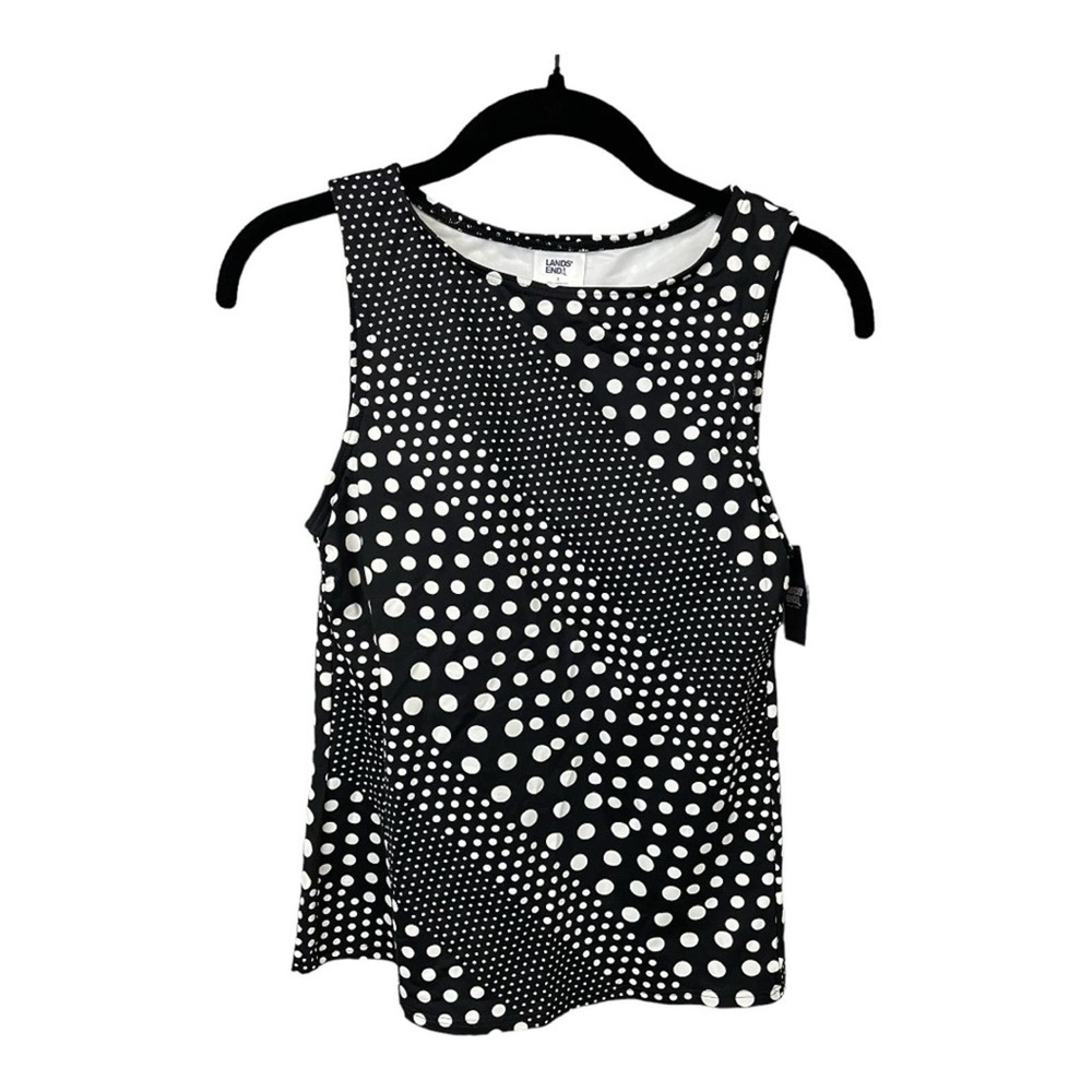 Lands' End High Neck UPF 50‎ Modest Tankini Swimsuit Top Polka Dot Size 2 NWT